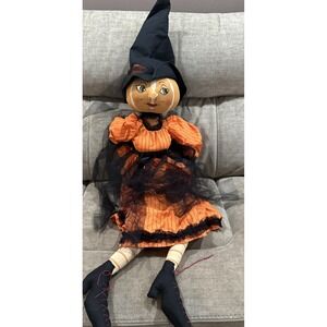 Large Joe‎ Spencer Gathered Traditions Susie Pumpkin Art Doll 40" Halloween